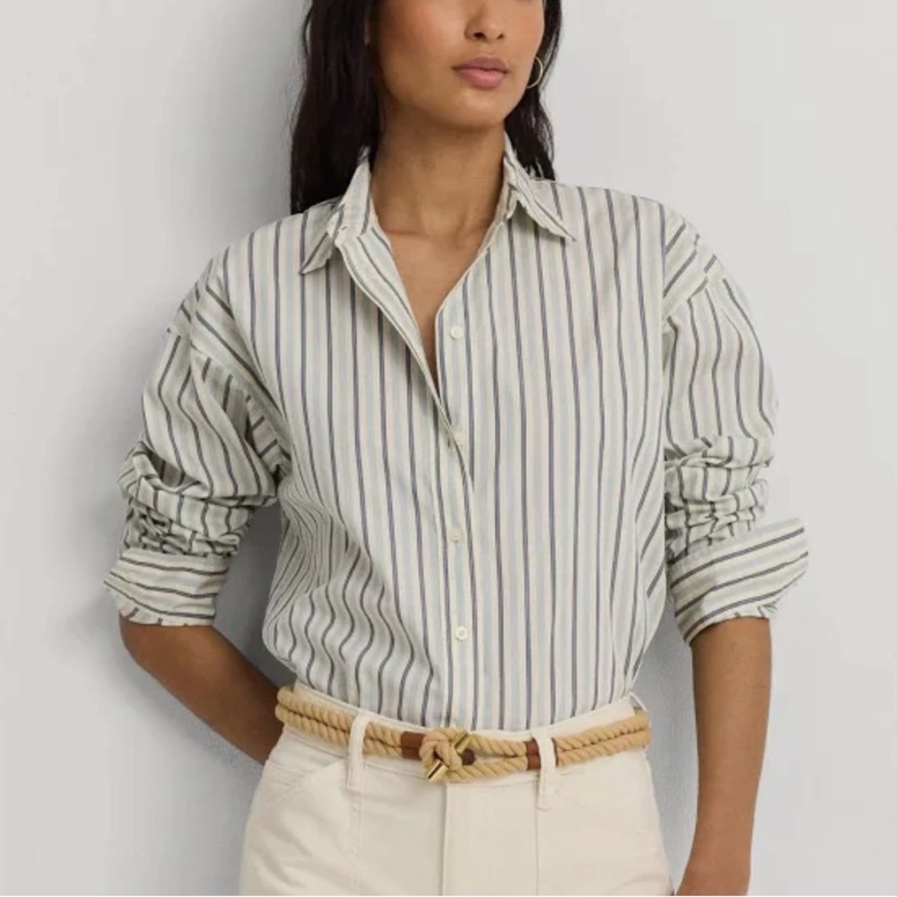 Preppy Jones New York Stripped Button-Down SHIRT no-iron Size 12 - Picture 11 of 12
